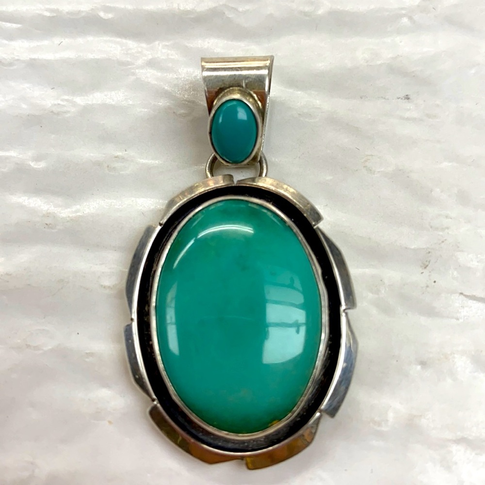 Vintage Sterling Silver and Turquoise Pendant